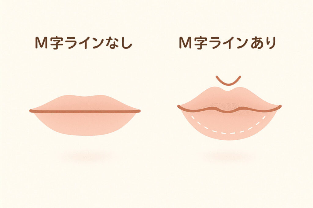 M字ラインなしとありの唇の比較