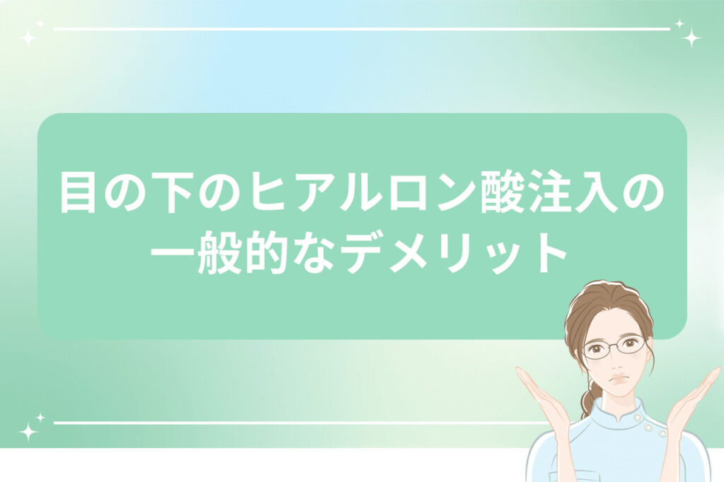看護師が手を広げて目の下のヒアルロン酸注入のメリットを説明している