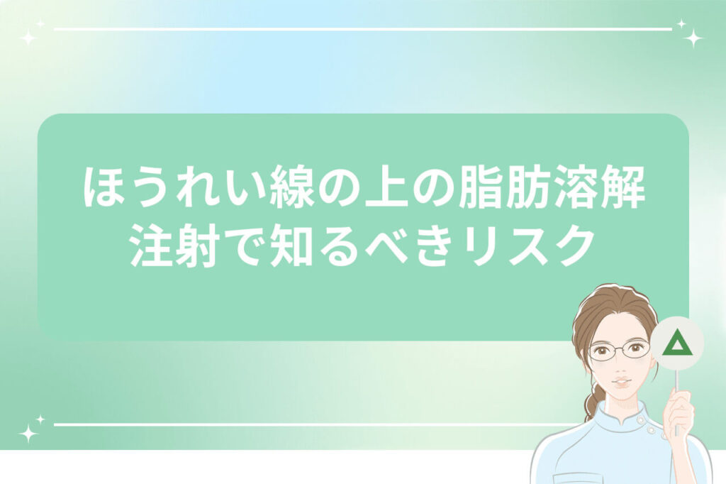 ほうれい線への脂肪溶解注射のリスクを伝える女性イラスト画像
