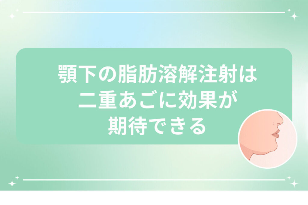 顎下の脂肪溶解注射の効果を示す横顔イラスト入り画像