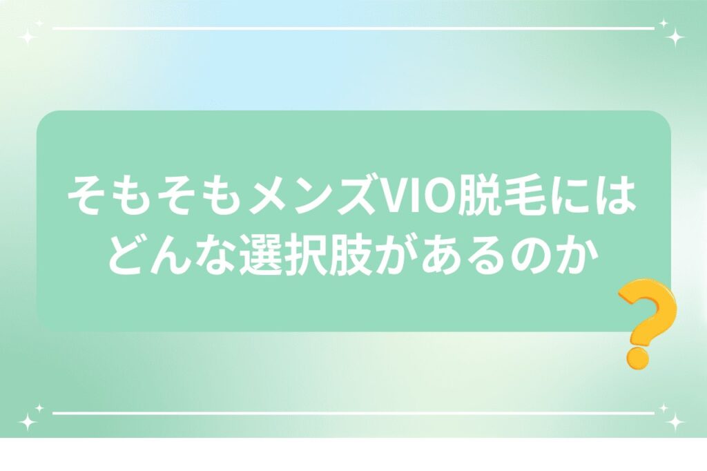 そもそもメンズVIO脱毛にはどんな選択肢があるのか